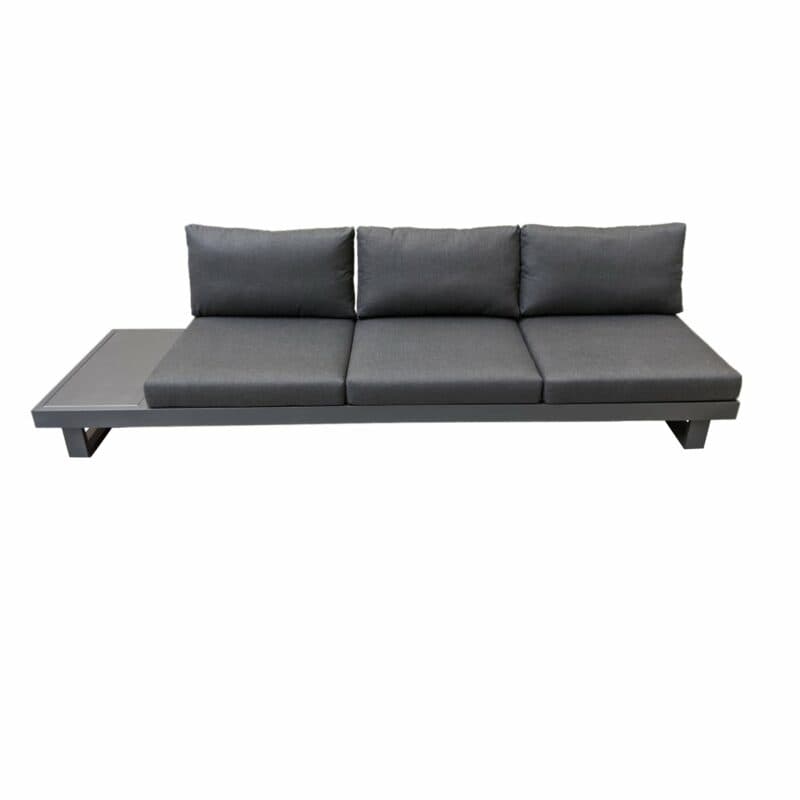 Jati&Kebon "Livio" 3-Sitzer Loungesofa, Alu Eisengrau, Kissen Natté Sooty