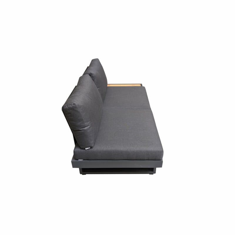 Jati&Kebon "Murlo" 2-Sitzer Loungesofa, Alu Eisengrau, Ablage Teak, Kissen Natté Sooty