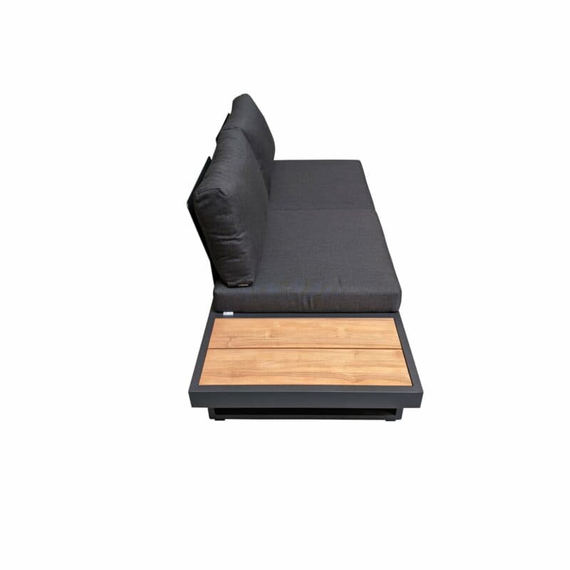 Jati&Kebon "Murlo" 2-Sitzer Loungesofa, Alu Eisengrau, Ablage Teak, Kissen Natté Sooty