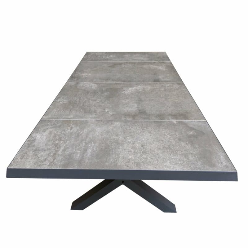 Lesli Living "Murcia" Ausziehtisch mit Kreuzgestell, Alu charcoal, Tischplatte Keramik stone
