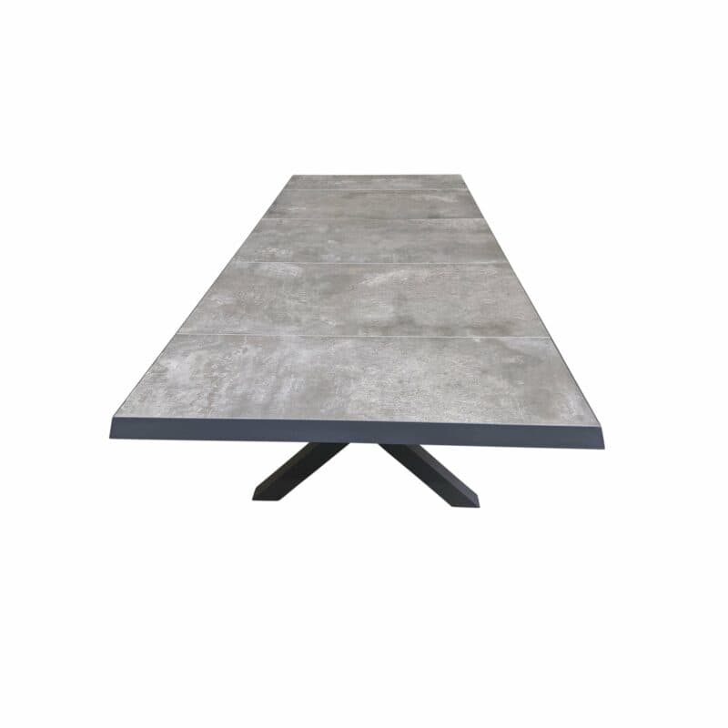Lesli Living "Murcia" Ausziehtisch mit Kreuzgestell, Alu charcoal, Tischplatte Keramik stone