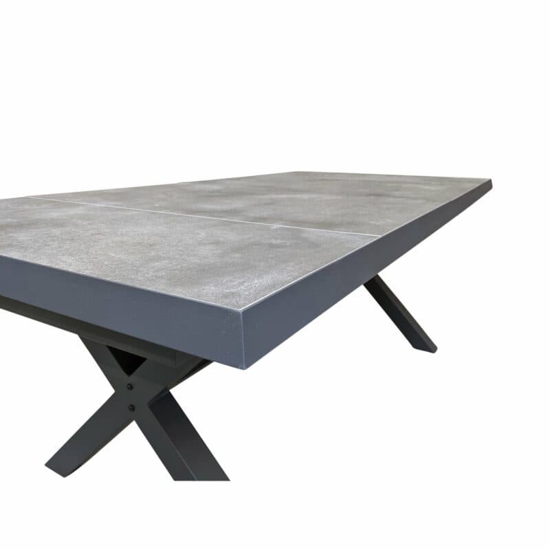 Lesli Living "Murcia" Ausziehtisch mit Kreuzgestell, Alu charcoal, Tischplatte Keramik stone
