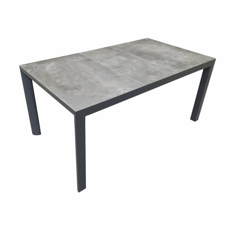 Lesli Living "Murcia" Gartentisch 160x90 cm, Alu charcoal, Tischplatte Keramik stone