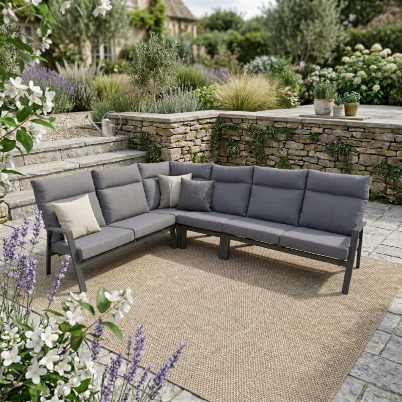 Lesli Living Loungeset 4-tlg. "Ohio", Alu charcoal, Bezug Olefin anthrazit (Bild KI-generiert)