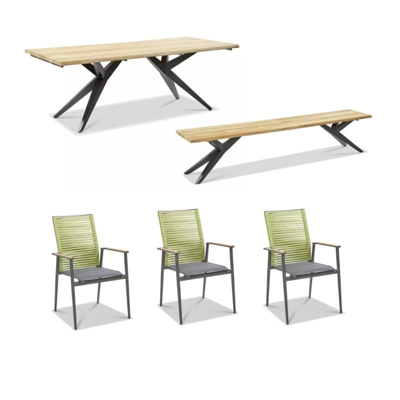 Musterring Gartenmöbel-Set mit Gartenstuhl "Amsterdam", Rope grün, Tisch "Holland" und Bank "Rotterdam"