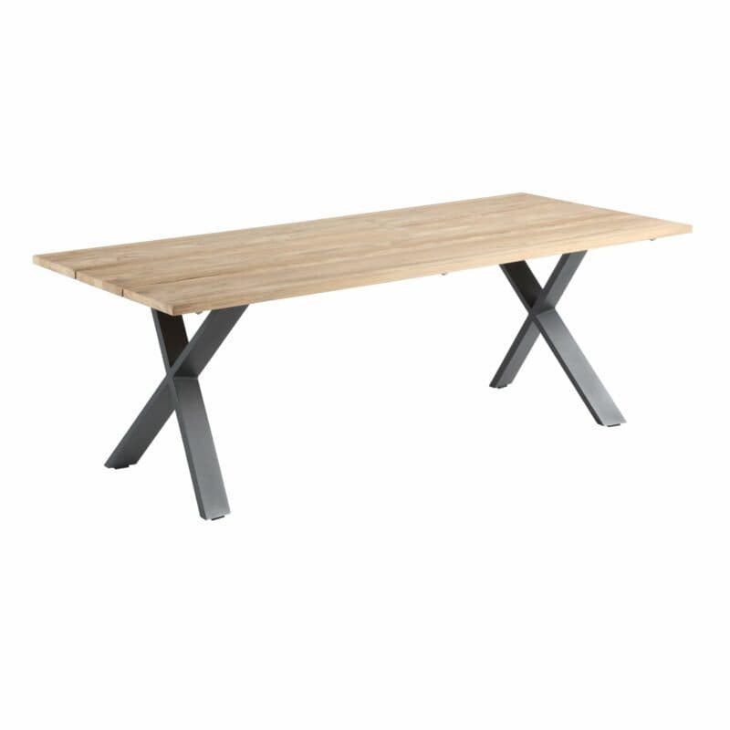 Niehoff "Novara" Gartentisch 220x95 cm, Aluminium-Gestell pulverbeschichtet in anthrazit, Tischplatte Teakholz grob gebuerstet