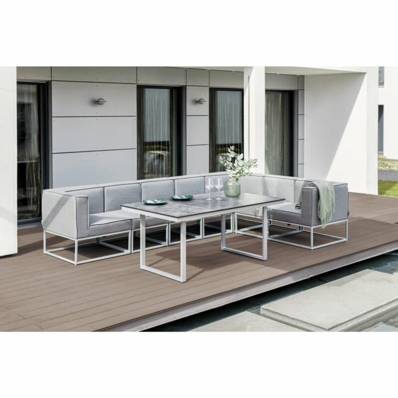 Kettler "Modena/Skate" Casual Dining Set, Gestell Aluminium silber, Polster Sunbrella® flanelle, Tischplatte HPL anthrazit
