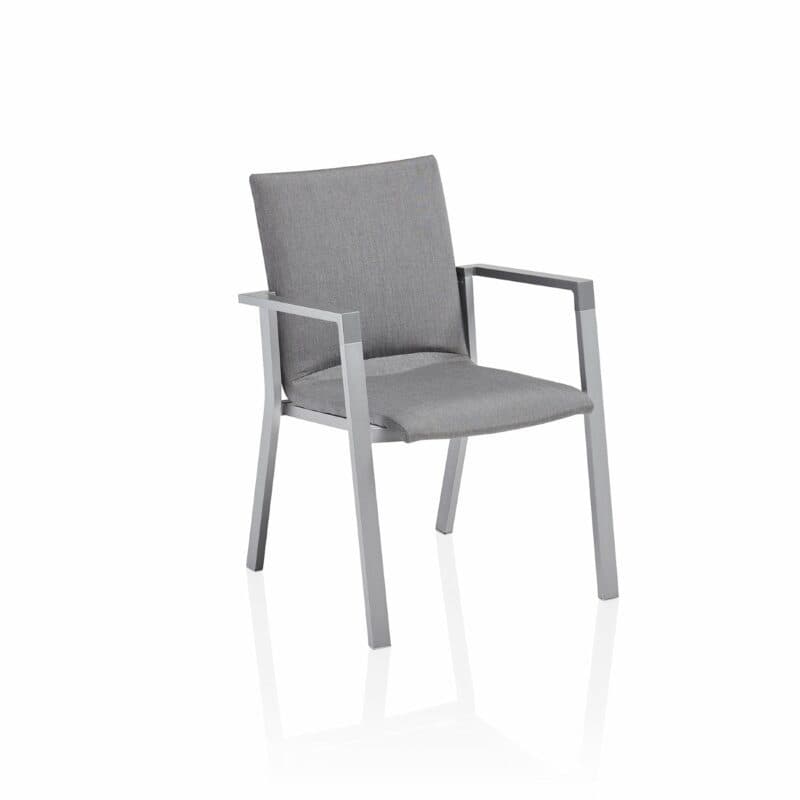 Kettler "Rasmus" Stapelsessel, Gestell Aluminium silber, Armlehne graphit, Polster Sunbrella® flanelle