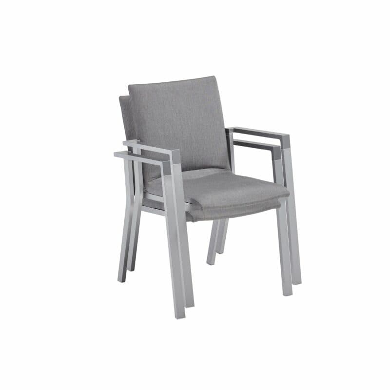 Kettler "Rasmus" Stapelsessel, Gestell Aluminium silber, Armlehne graphit, Polster Sunbrella® flanelle