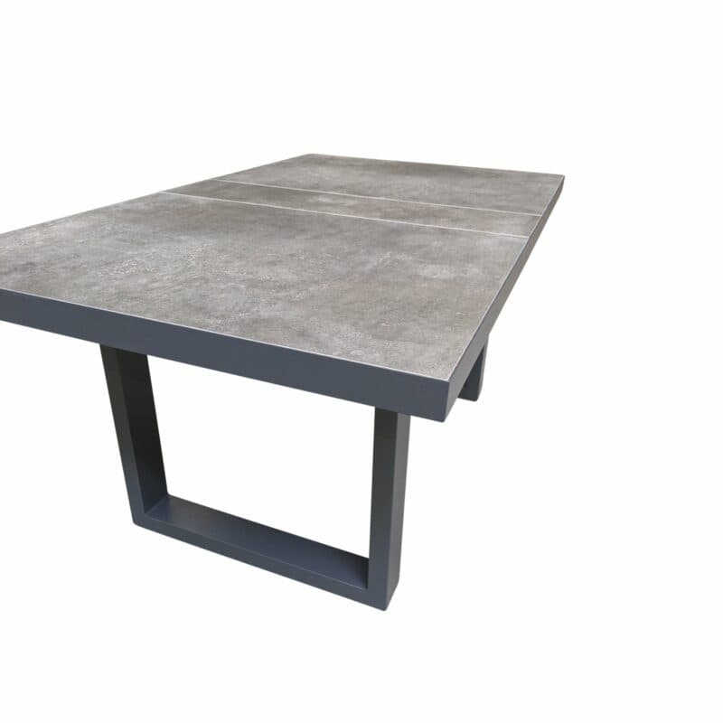 Lesli Living "Murcia" Casual-Diningtisch, Alu charcoal, Tischplatte Keramik stone