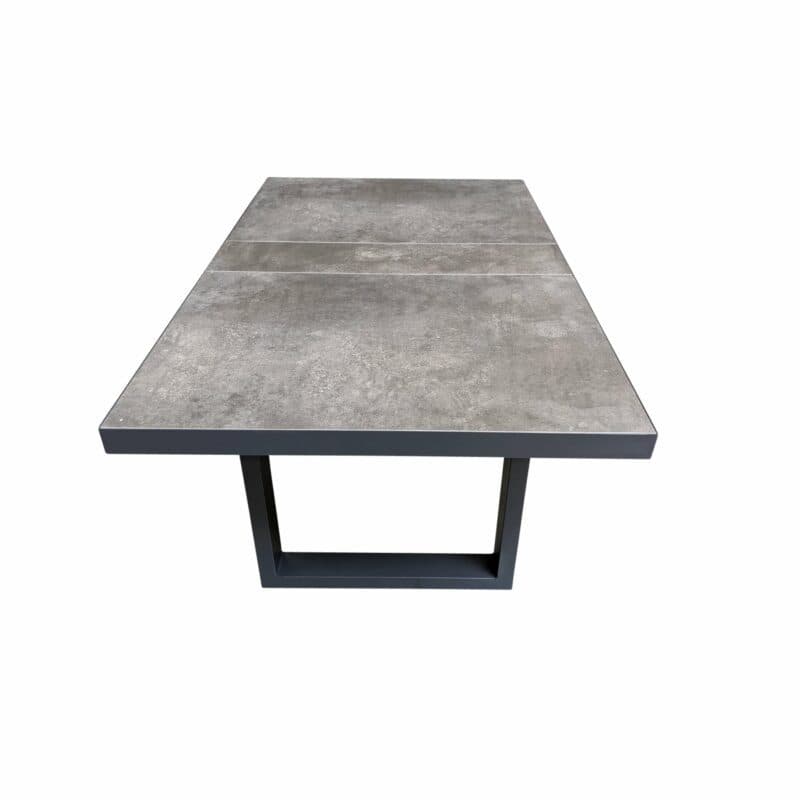Lesli Living "Murcia" Casual-Diningtisch, Alu charcoal, Tischplatte Keramik stone
