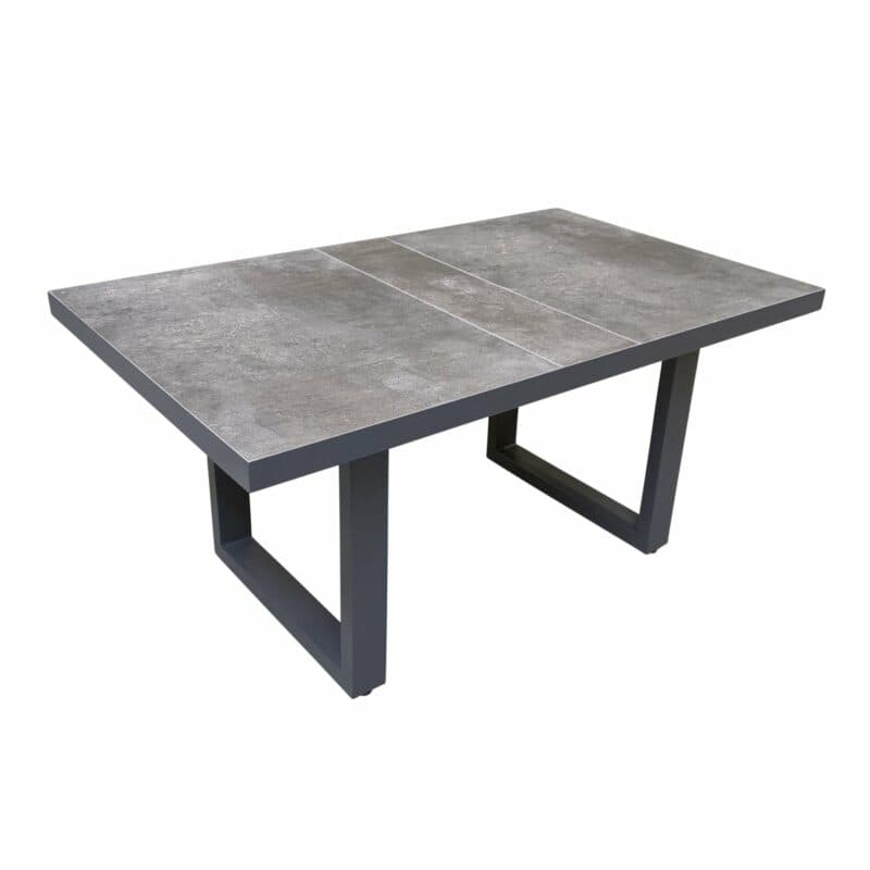 Lesli Living "Murcia" Casual-Diningtisch, Alu charcoal, Tischplatte Keramik stone