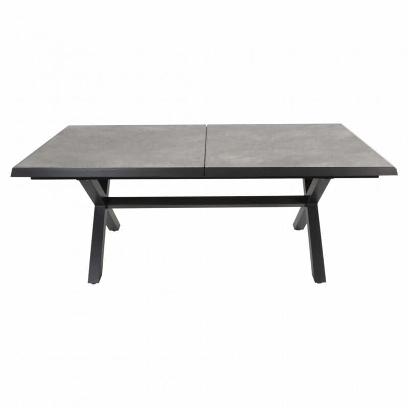 Lesli Living "Murcia" Ausziehtisch mit Kreuzgestell, Alu charcoal, Tischplatte Keramik stone