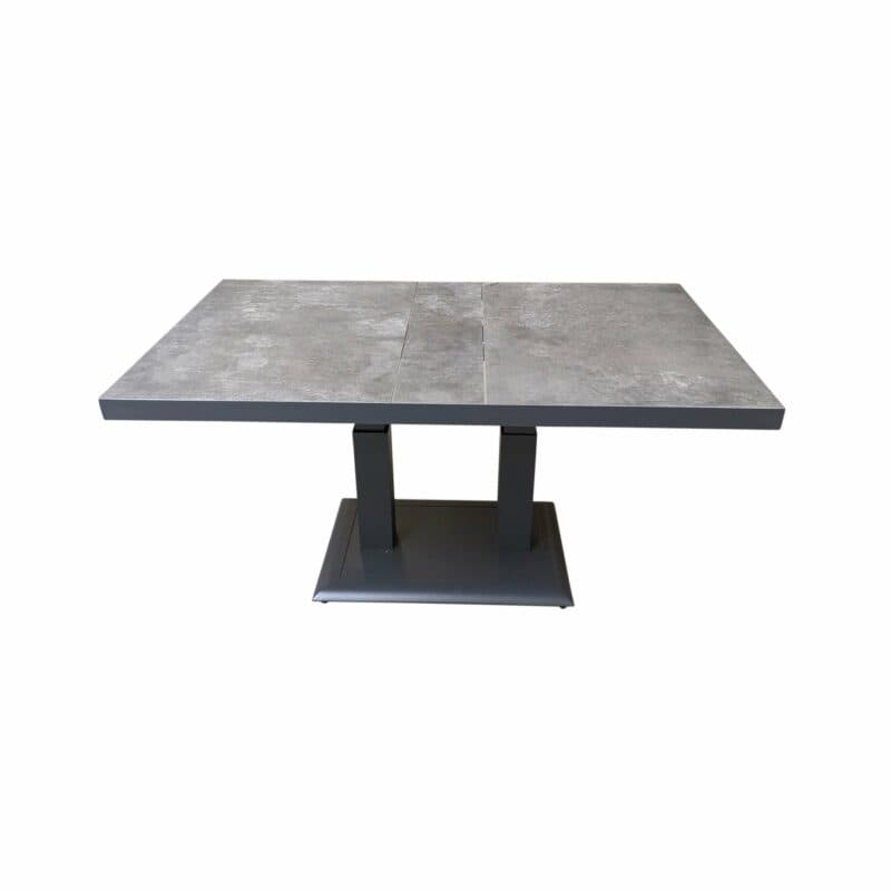 Lesli Living "Murcia" Loungetisch 140x85 cm, höhenverstellbar, Alu charcoal, Tischplatte Keramik stone