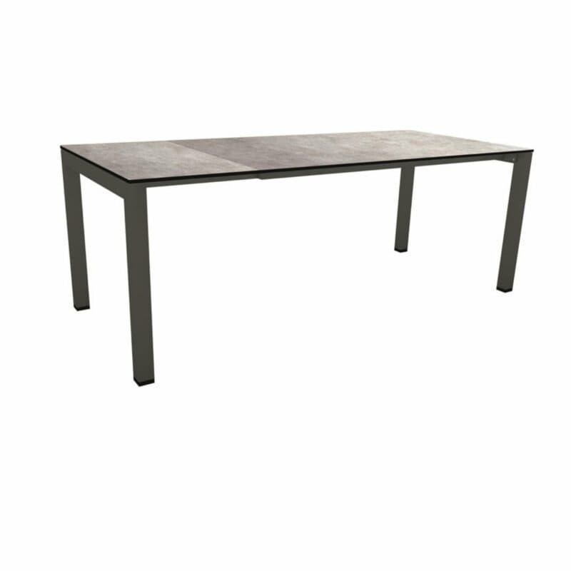 Stern Ausziehtisch 160/210x90 cm, Alu anthrazit, HPL Metallic grau