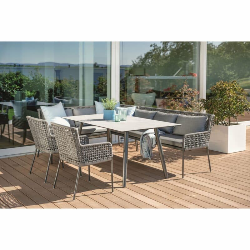 Stern Diningset mit Diningecke und Diningsessel "Greta" sowie Tisch "Interno" 180x100cm, Tischplatte HPL