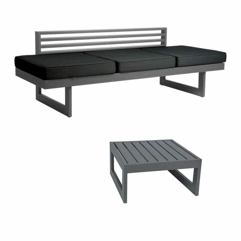 Stern "New Holly" Dining-Bank, Polster schiefergrau, mit Beistelltisch "Holly", Alu graphit
