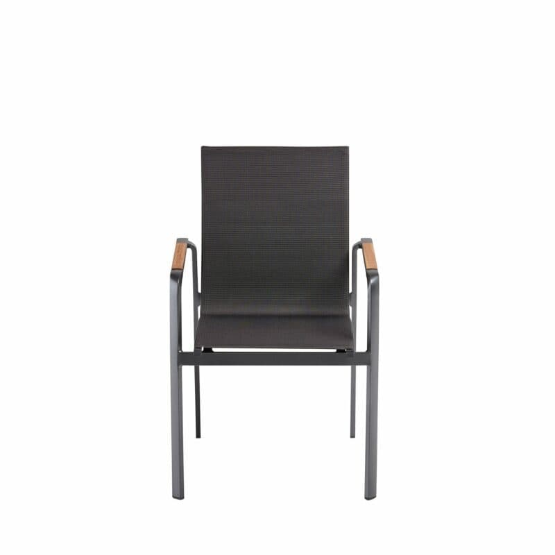 Kettler "Diamond" Stapelsessel, Gestell Aluminium anthrazit, Sitzfläche Textilen® charcoal, Armlehne Teak