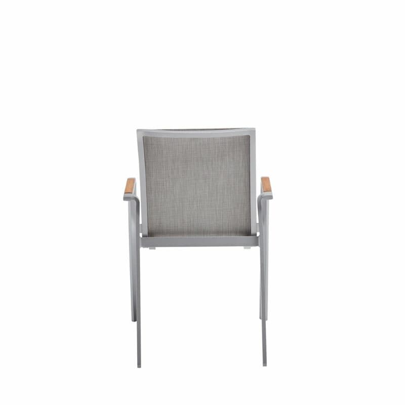 Kettler "Diamond" Stapelsessel, Gestell Aluminium silber, Sitzfläche Textilene® hellgrau, Armlehne Teak