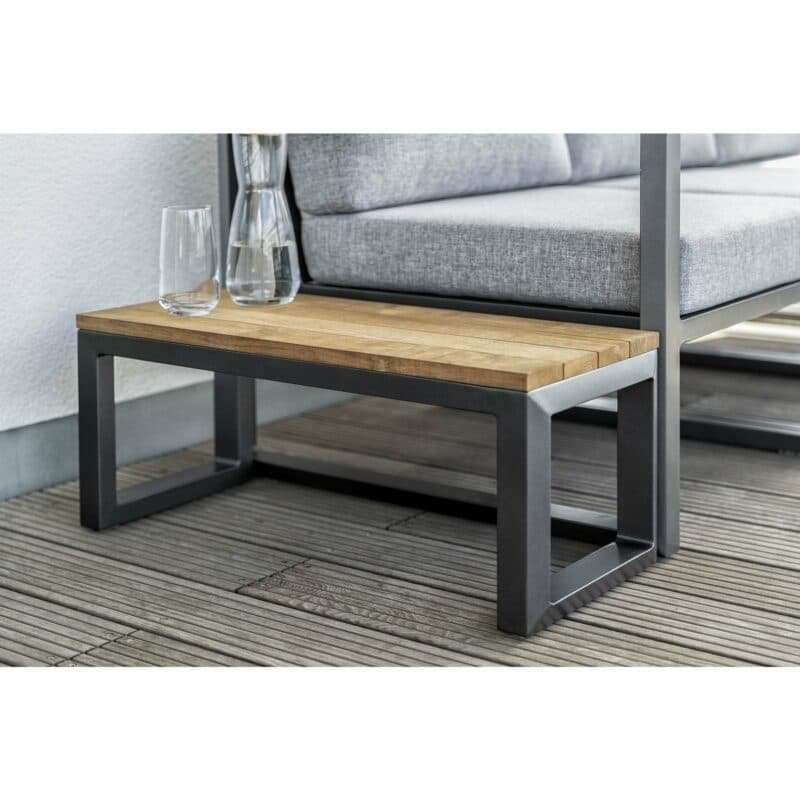 Kettler "Ocean Skid" Beistelltisch, Gestell Aluminium anthrazit, Platte Teakholzplanken, 70x30 cm