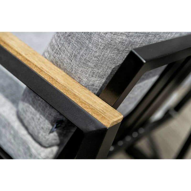 Kettler "Ocean Skid Modular" Loungeserie, Gestell Aluminium anthrazit, Polster Olefin hellgrau meliert, Armlehne Teak