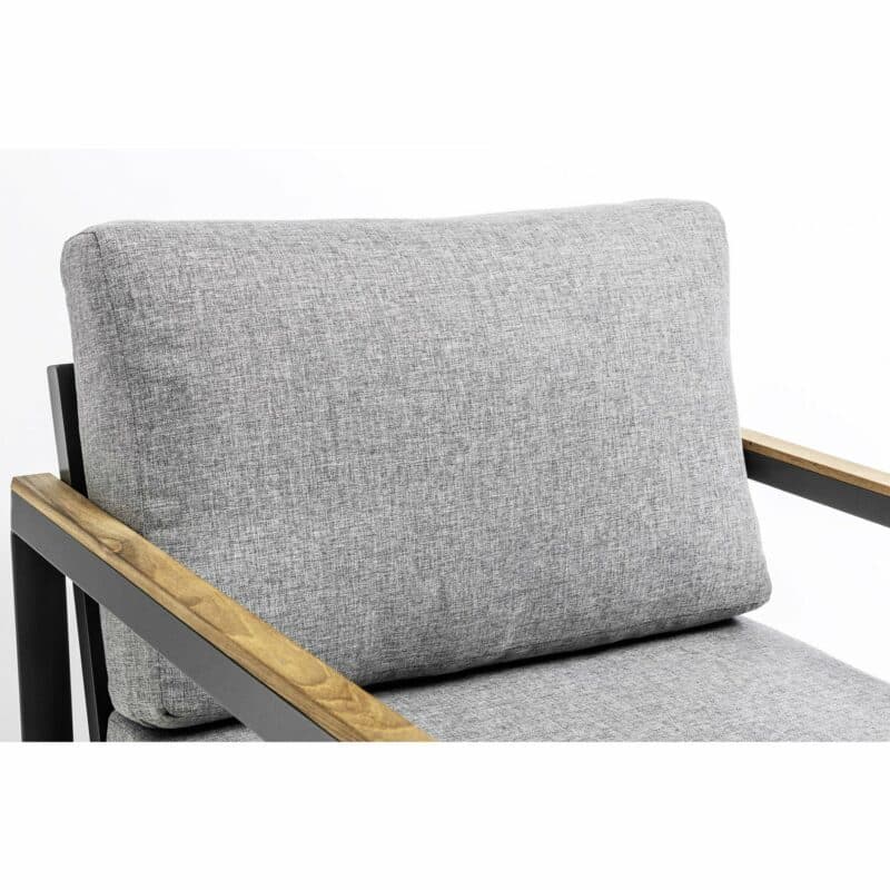 Kettler "Ocean Skid Modular" Sessel, Gestell Aluminium anthrazit, Polster Olefin hellgrau meliert, Armlehnen Teak