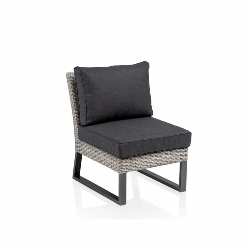Kettler “Palma Wing“ Mittelteil, Casual Dining Lounge, Gestell Aluminium anthrazit, Geflecht Polyrattan white wash, Kissen anthrazit