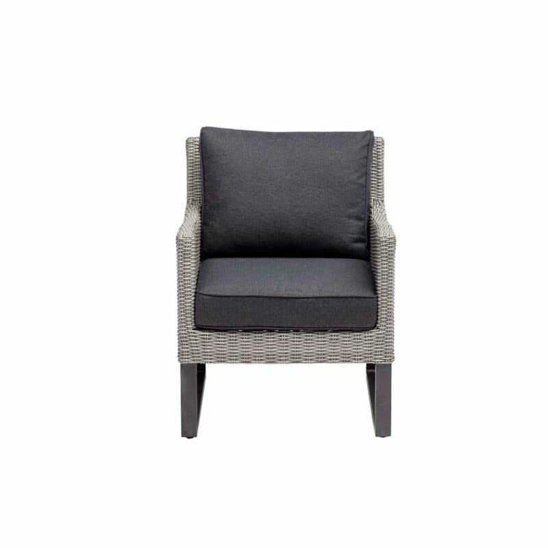Kettler “Palma Wing“ Sessel, Casual Dining Lounge, Gestell Aluminium anthrazit, Geflecht Polyrattan white wash, Kissen anthrazit
