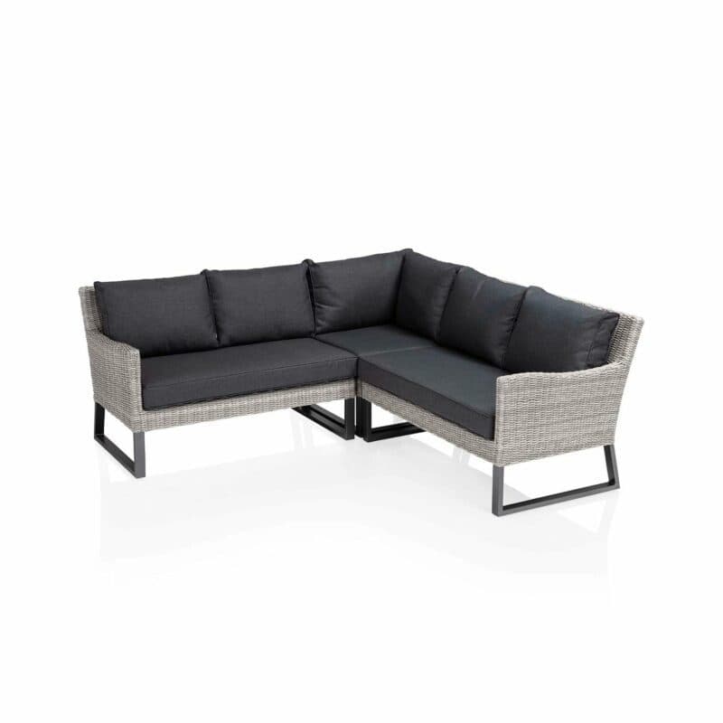 Kettler “Palma Wing“ Casual Dining Lounge mit Seitenteil rechts & links, Eckteil, Gestell Alu anthrazit, Polyrattan white wash, Kissen anthrazit