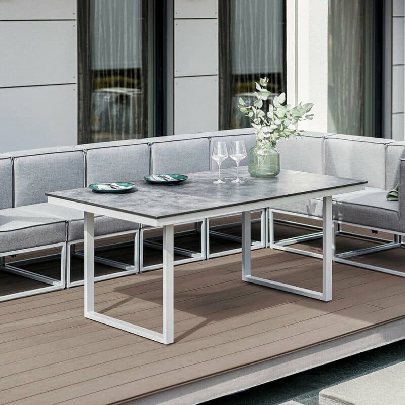 Kettler "Skate" Gartentisch Casual Dining, Gestell Aluminium silber, Tischplatte HPL anthrazit, 160x95 cm, Höhe ca. 68 cm