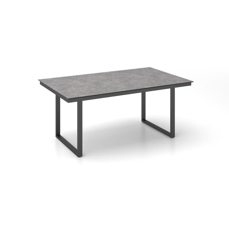 Dining, Gestell Aluminium anthrazit, Tischplatte HPL Kalksandstein, 160x95 cm, Höhe ca. 68 cm