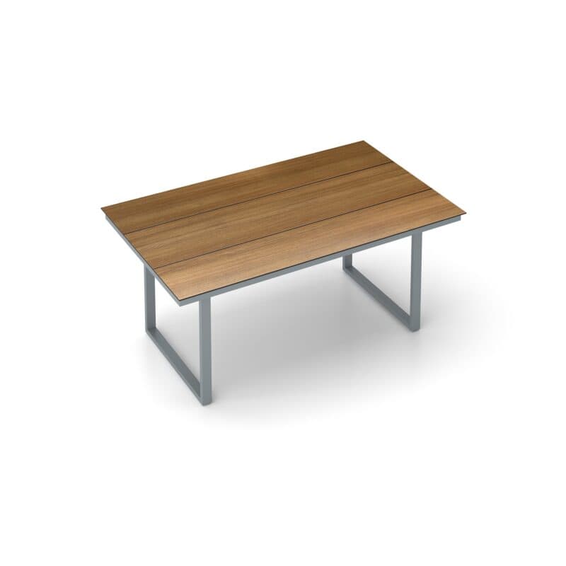 Kettler "Skate" Gartentisch Casual Dining, Gestell Aluminium silber, Tischplatte HPL Teak-Optik mit Fräsung, 160x95 cm, Höhe ca. 68 cm