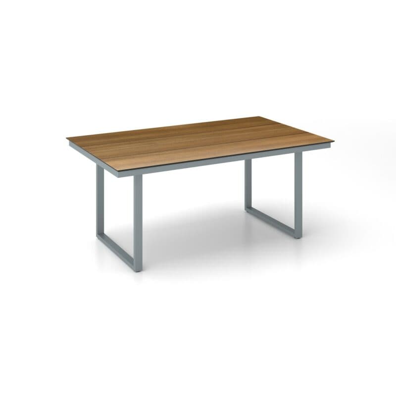 Kettler "Skate" Gartentisch Casual Dining, Gestell Aluminium silber, Tischplatte HPL Teak-Optik mit Fräsung, 160x95 cm, Höhe ca. 68 cm