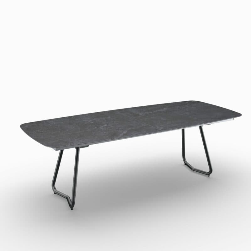 SIT Mobilia "Jura-Delemont" Ausziehtisch, Gestell Stahl anthrazit lackiert, Tischplatte Dekton Laos, 240/300x100 cm, geschlossen