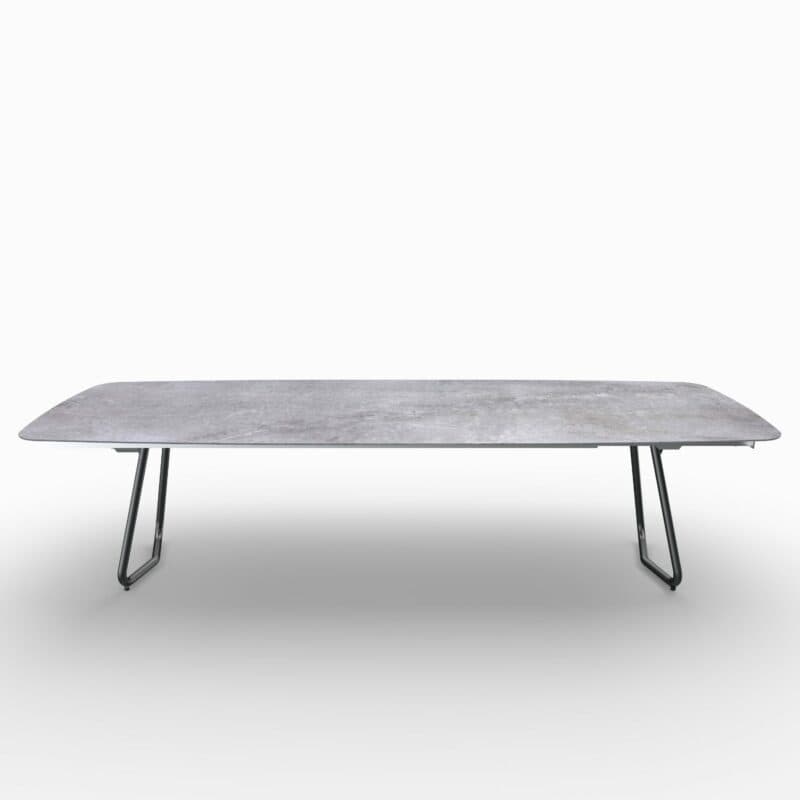 SIT Mobilia "Jura-Delemont" Ausziehtisch, Gestell Stahl anthrazit lackiert, Tischplatte Dekton Soke, 240/300x100 cm, ausgezogen