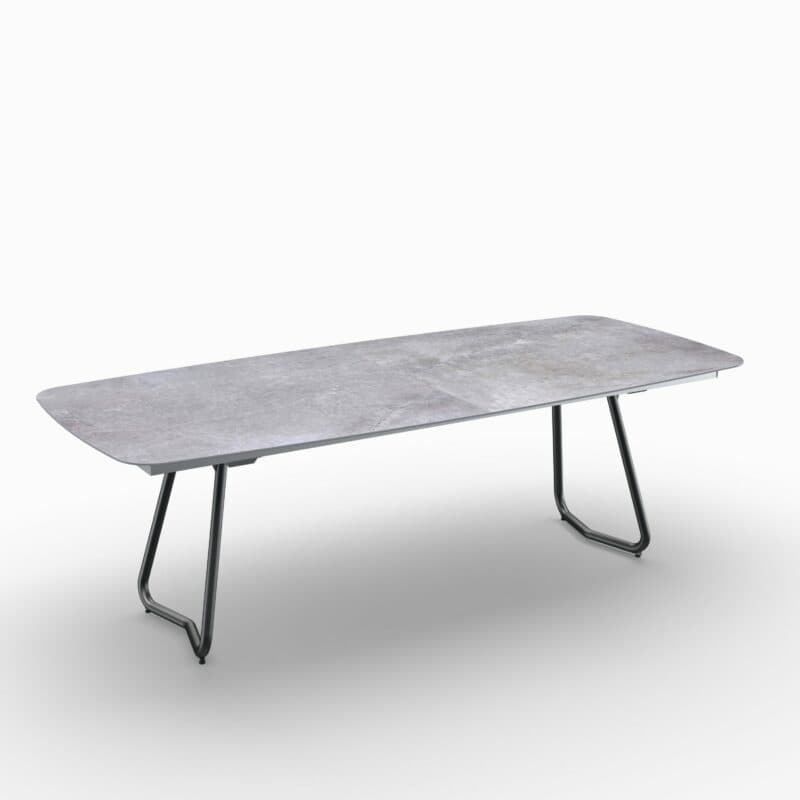 SIT Mobilia "Jura-Delemont" Ausziehtisch, Gestell Stahl anthrazit lackiert, Tischplatte Dekton Soke, 240/300x100 cm, geschlossen