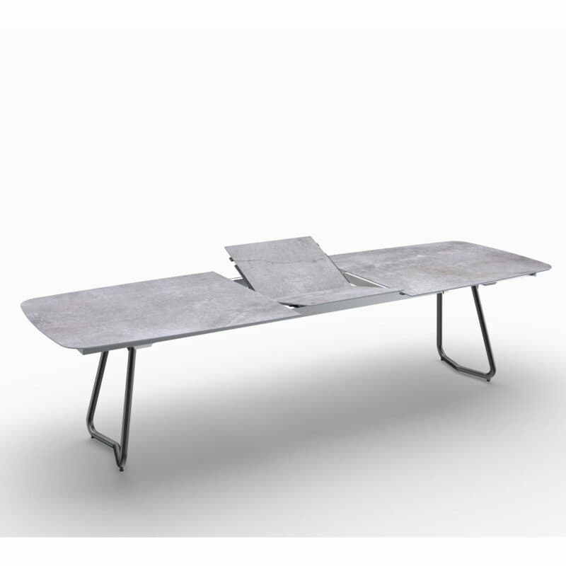 SIT Mobilia "Jura-Delemont" Ausziehtisch, Gestell Stahl anthrazit lackiert, Tischplatte Dekton Soke, 240/300x100 cm, Klappeinlage