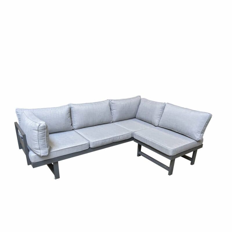 Home Islands "New Chalong" Loungeset mit Sofa inkl. extra Armlehne & Sessel, Gestell Aluminium anthrazit, Polster hellgrau