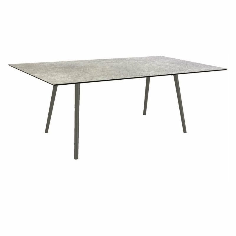 Stern Tisch "Interno", Größe 180x100cm, Alu anthrazit, Rundrohr, Tischplatte HPL Vintage Stone
