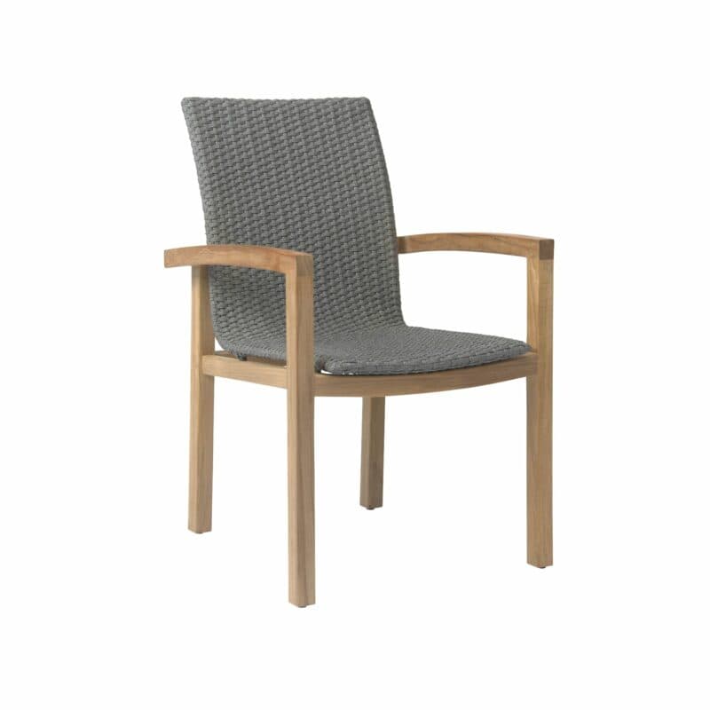 Stern "Leah" Diningsessel, Gestell Teakholz, Sitz- und Rückenfläche Rope steingrau