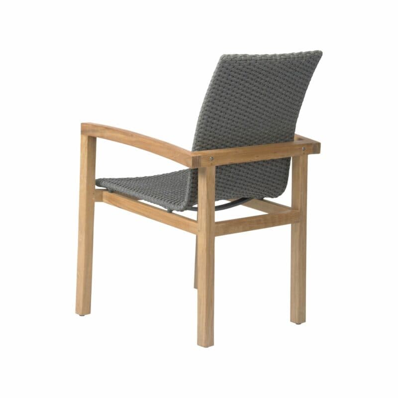 Stern "Leah" Diningsessel, Gestell Teakholz, Sitz- und Rückenfläche Rope steingrau