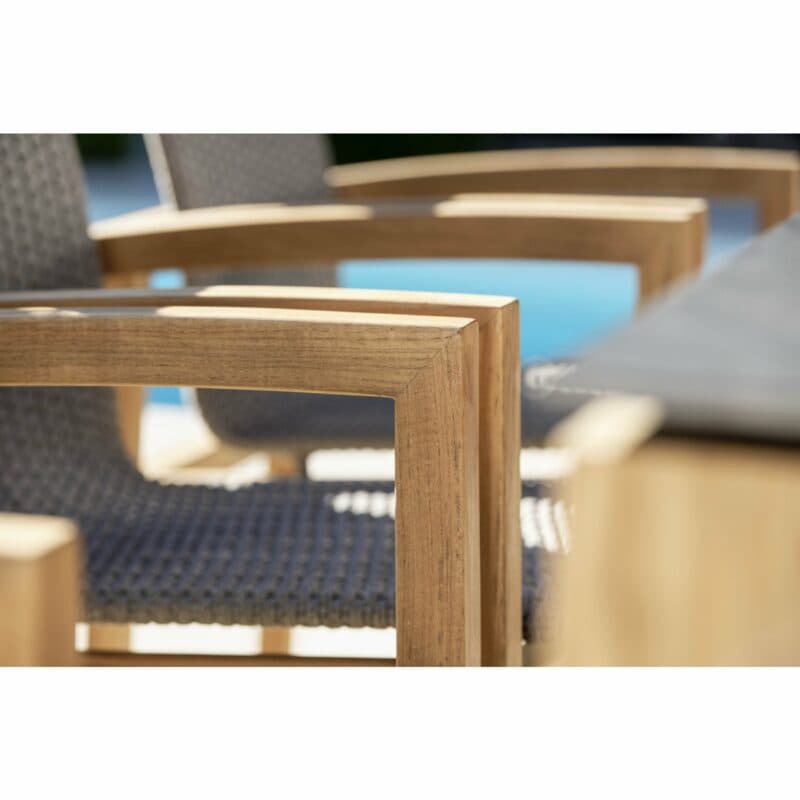 Stern "Leah" Diningsessel, Gestell Teakholz, Sitz- und Rückenfläche Rope steingrau