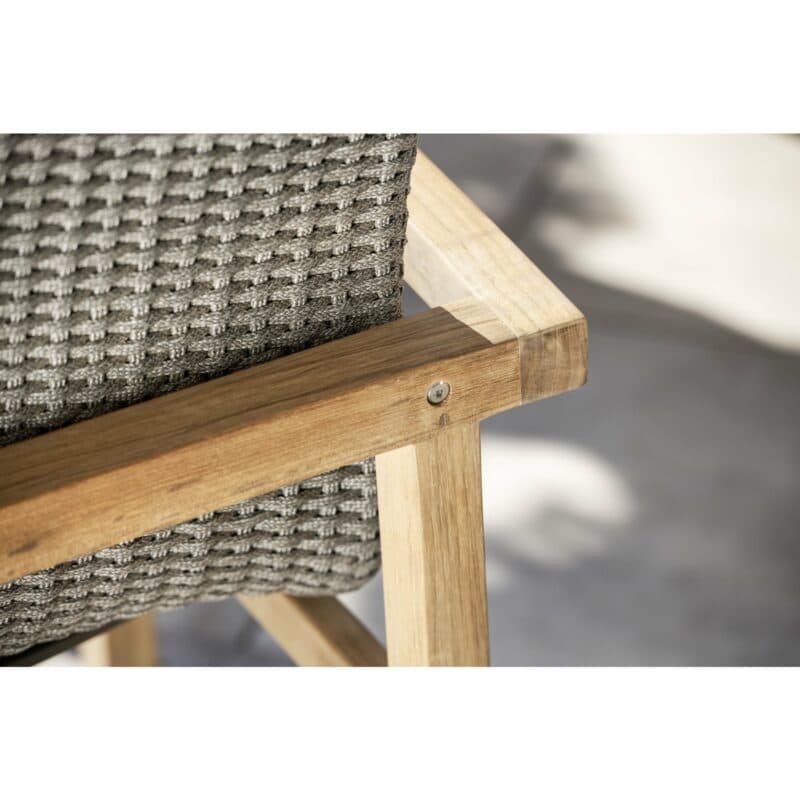 Stern "Leah" Diningsessel, Gestell Teakholz, Sitz- und Rückenfläche Rope steingrau