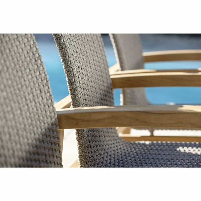 Stern "Leah" Diningsessel, Gestell Teakholz, Sitz- und Rückenfläche Rope steingrau