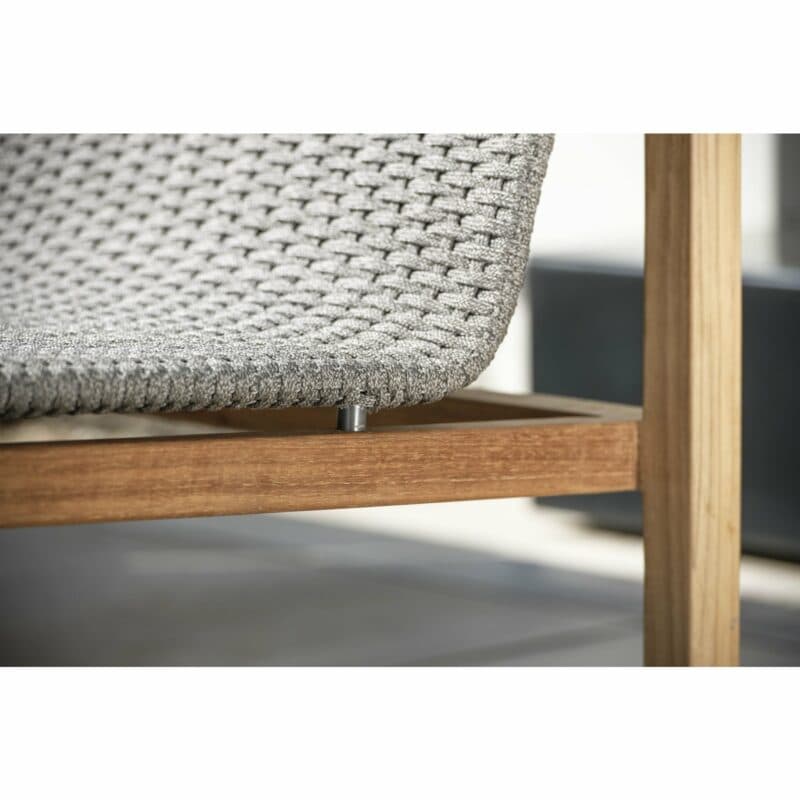 Stern "Leah" Lounge-Seitenelement mit Armlehne rechts, Gestell Teakholz, Sitz- und Rückenfläche Rope steingrau