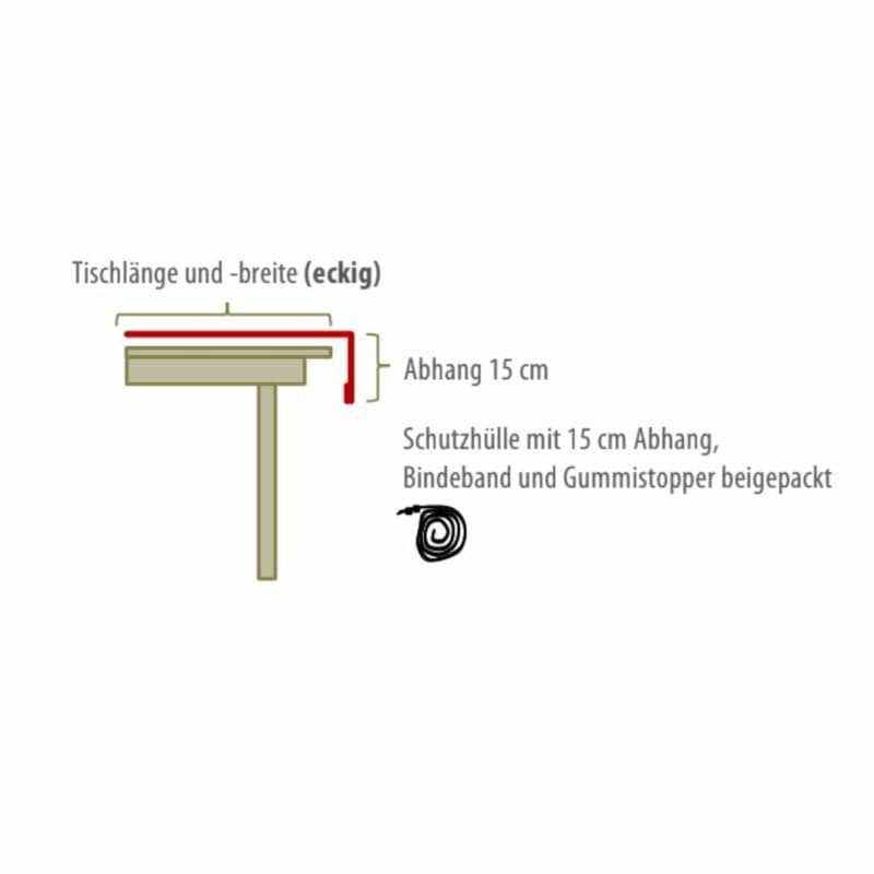 Gartenkultur Wunschmaß-Schutzhülle für eckige Gartentische, Tischplattenhülle mit Band und Stopper