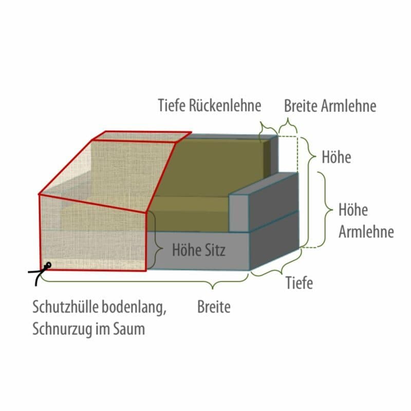 Gartenkultur Wunschmaß-Schutzhülle für Loungesofa 3-sitzig mit Armlehnen