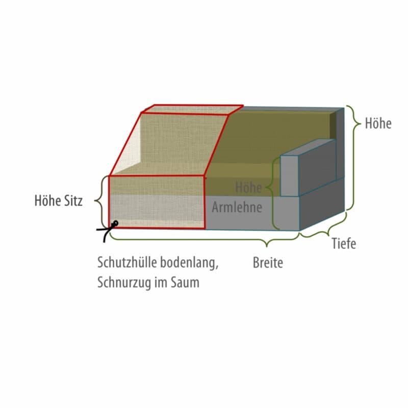 Gartenkultur Wunschmaß-Schutzhülle für Loungesofa mit einer Armlehne rechts oder links