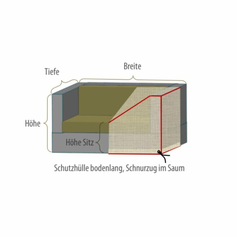 Gartenkultur Wunschmaß-Schutzhülle für Loungesofa 3-sitzig mit hohen Armlehnen