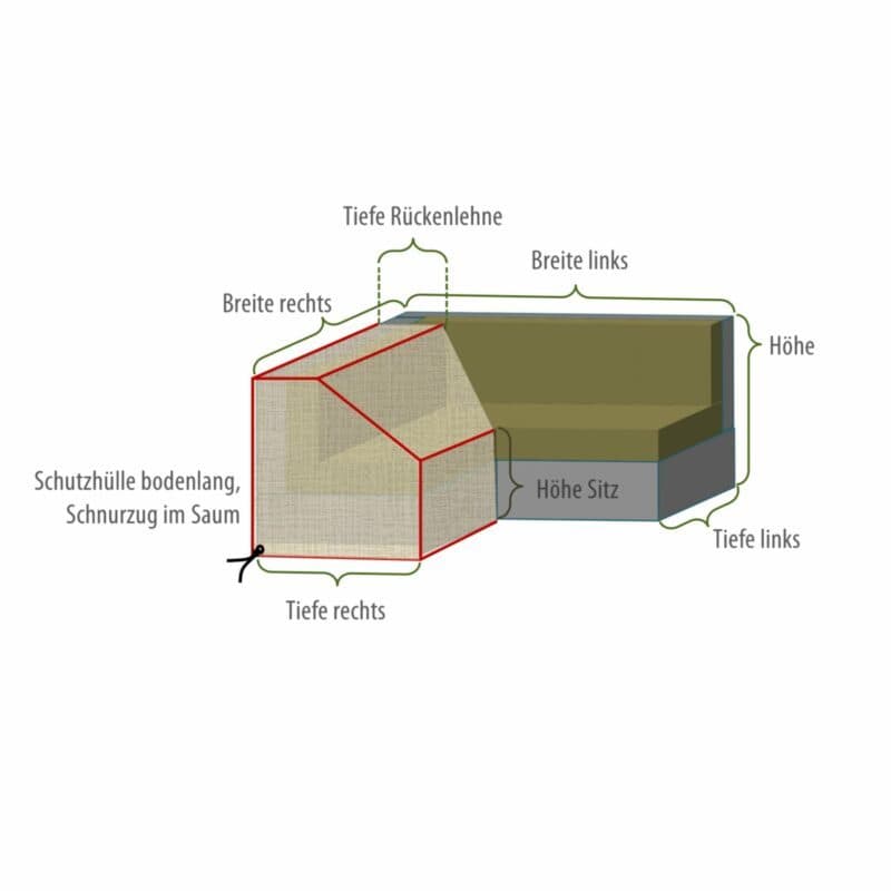 Gartenkultur Wunschmaß-Schutzhülle für Loungegruppe in L-Form ohne Armlehnen